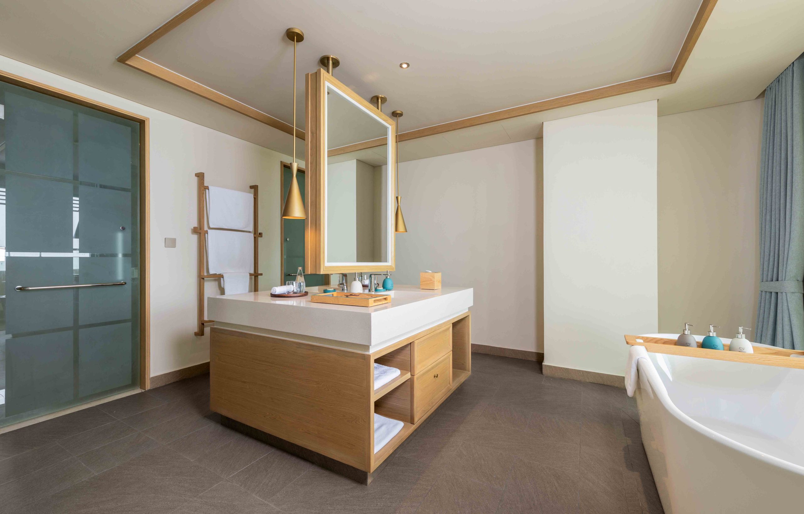 A luxury bathroom at a pool villa at Fusion Resort