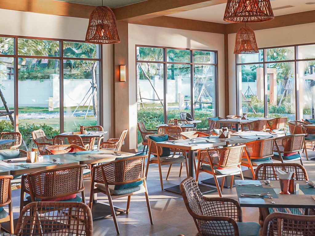 A naturally lit dining area at Fusion Resort